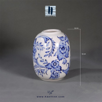 گلدان سرامیکی مدل نیلای آبی و سفید طراحی و نقاشی شده با دست کد: NILAAY-BW-1610