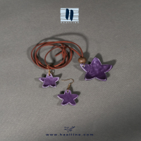 نیم ست سرامیکی دست ساز به رنگ بنفش با متعلات استیل